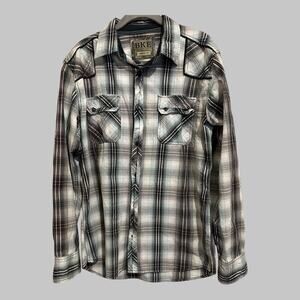 BKE Mens Athletic Fit Long Sleeve Snap Shirt Western Ranch Rodeo Modern Size M